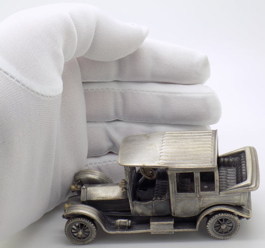 Vintage Italian Silver Rolls-Royce 1912 Car Rare Figurine 1970s 1980s, 144g