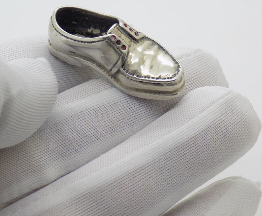 Vintage Italian Handmade Genuine Silver 800 Men’s Shoe Dollhouse Miniature
