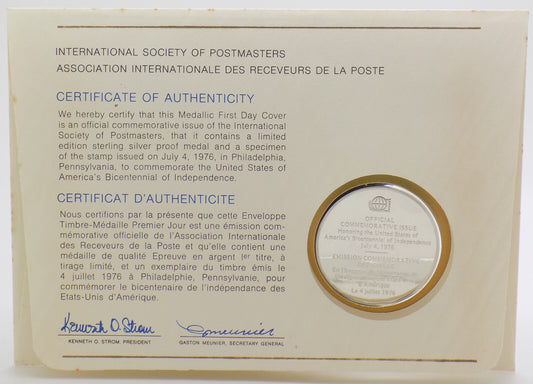 1976 Bicentennial First Day Cover Stamps & Sterling Medal with Thomas Jefferson