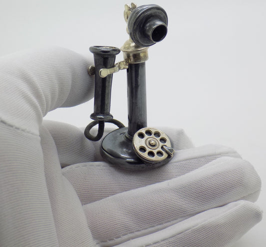 Vintage Italian Handmade Sterling Silver 925 RARE Old Phone Figurine, Florence