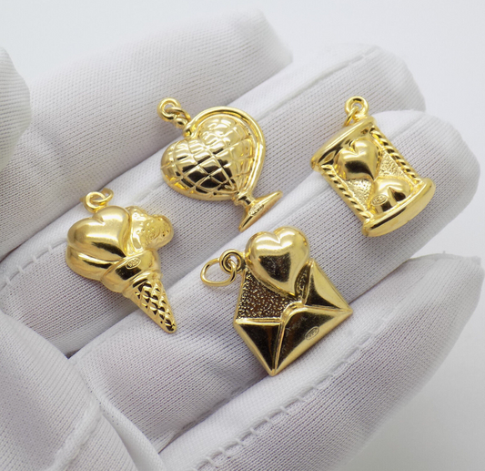 4 x Vintage Italian Handmade Sterling Silver 925 Lucky Charm Love Charm Pendants