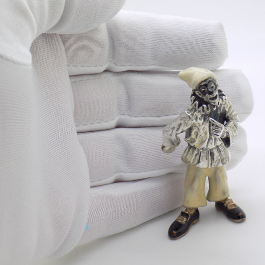 Vintage Italian Handmade Genuine Silver & Brass RARE Pulcinella ANGINI Figurine