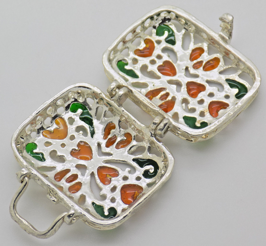 Vintage Italian Handmade Genuine Silver Girl & Luggage Shaped Pill Box Figurines