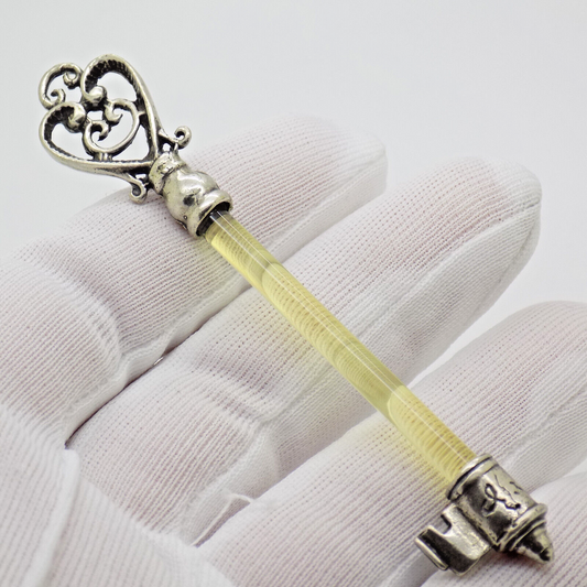 Vintage Italian Silver and Yellow Plexiglas Life Size Key Taranto 1980s 1990s