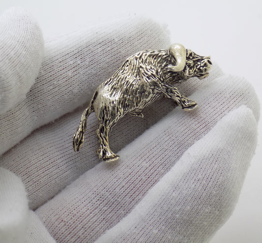 Vintage Italian Silver Bison Figurine 800 Fine Handmade Italy 1970s Animal Art