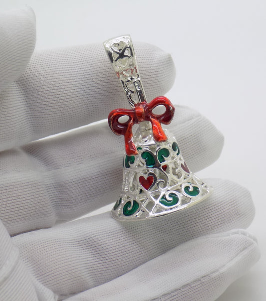 Vintage Italian Handmade Genuine Silver Christmas Decorative Bell Figurine