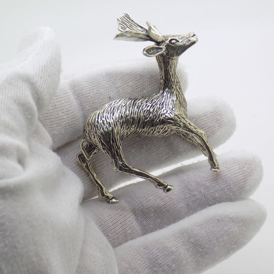 Vintage Italian Handmade Genuine Silver .800 RARE Deer Figurine Detailed Statue
