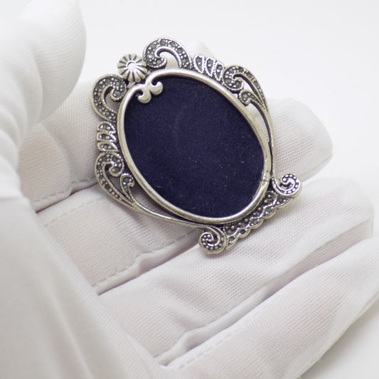 Vintage Italian Handmade Genuine Silver Oval Dollhouse Decorative Mini Frame