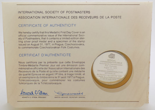 1977 Int'l Society of Postmasters Czechoslovakian Folk Costumes Silver Medal