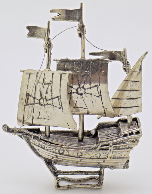 Vintage Italian Handmade Genuine Silver Galleon Ship 800 LARGE Detailed Figurine