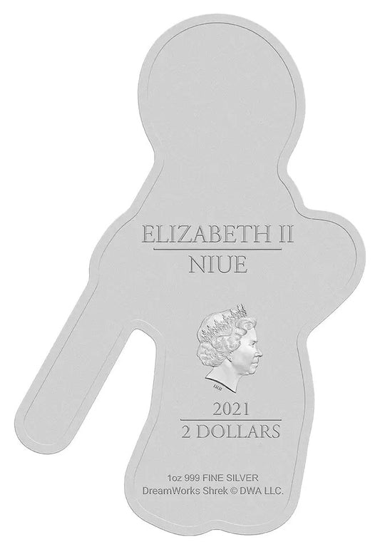2021 Niue $2 E.T. Shrek Gingy Cookie 1oz 999% Pure Silver Shaped Coin #0015