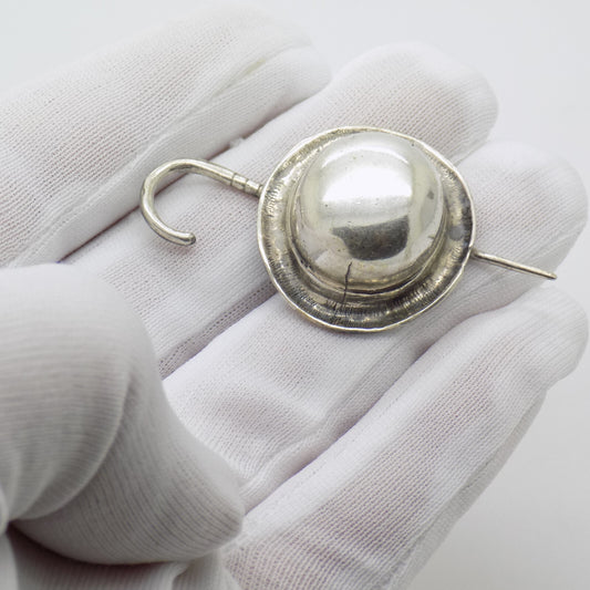 Vintage Italian Handmade Genuine Silver .800 Top Hat & Stick Figurine Miniature