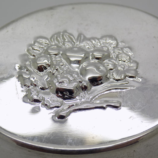 Vintage Italian Silver Oval Trinket Box Padova 1980s 1990s Handcrafted, 34 grams