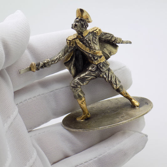 Vintage Italian Handmade Genuine Silver and Brass Commedia dell'Arte Figurine