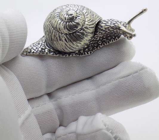 Vintage Italian 800 Silver REAL LIFE Size Snail Figurine Varese Detailed 1980s