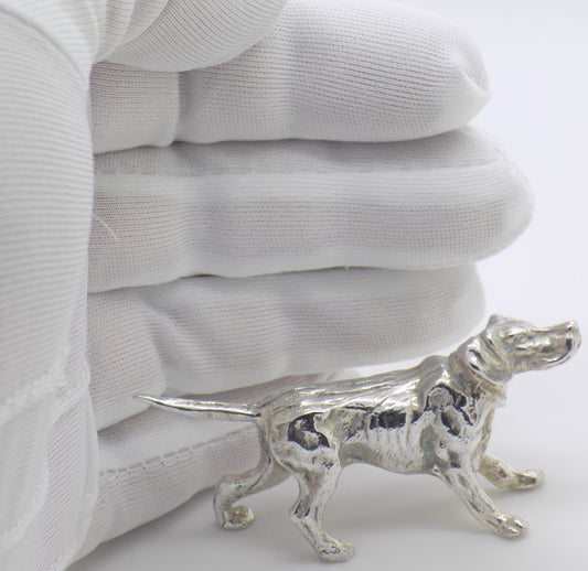 Vintage Italian Handmade Genuine Silver .800 Hunting Dog Heavy Figurine