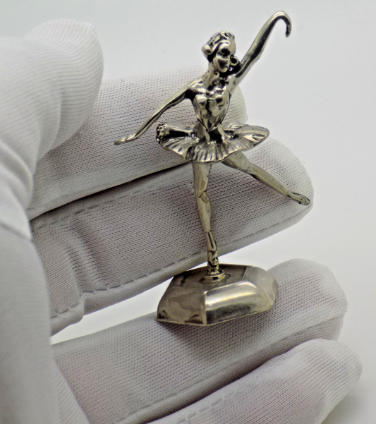 Vintage Italian 800 Silver Ballerina Figurine Miniature Arezzo 1980s 1990s