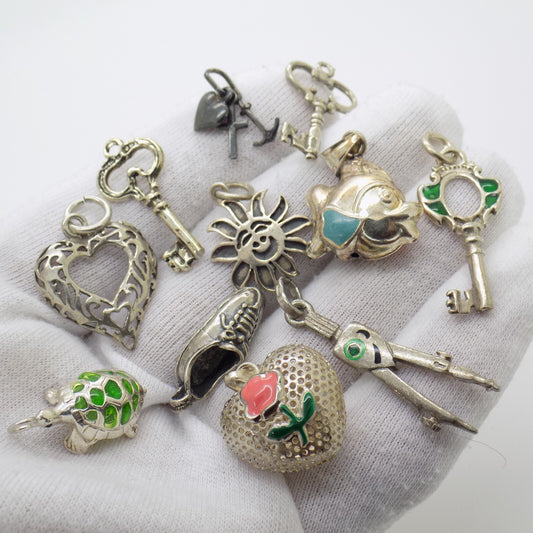 11 x Vintage Italian Handmade Genuine Silver 925/800 Pendant Collection JOB LOT