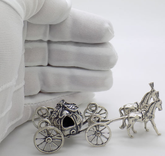 Vintage Italian Handmade Genuine Silver Cinderella Princess Carriage Figurine