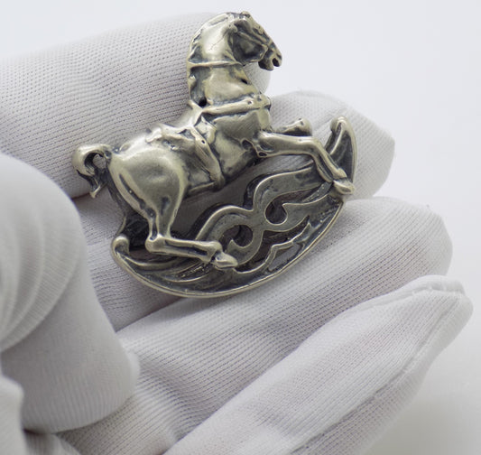 Vintage Handmade Italian Genuine Silver 800 Rocking Horse Figurine Miniature