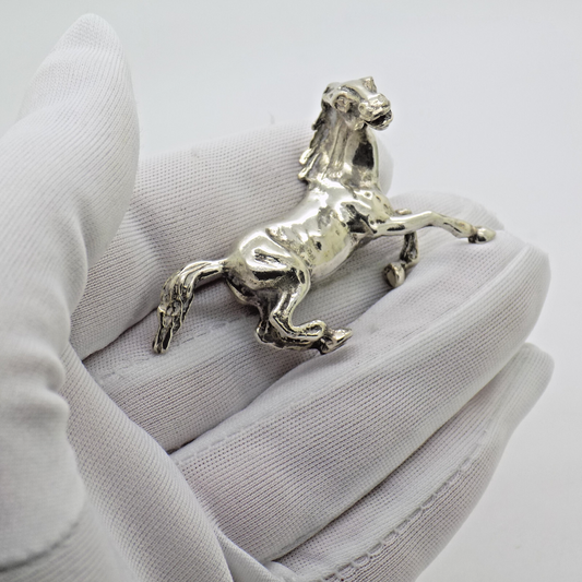 Vintage Italian Handmade Genuine Silver .800 Rearing Rampant Horse Figurine