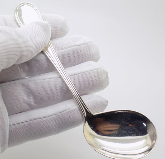 Vintage Italian Handmade Genuine Silver Engraved Full Size Feeding Spoon