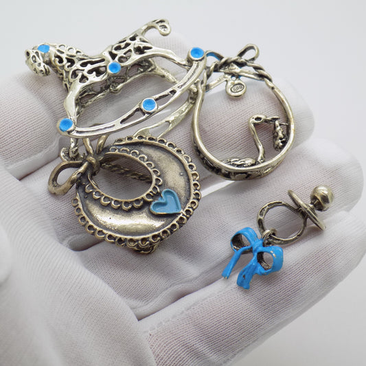 Vintage Italian Handmade Genuine Silver "Its a Boy" Miniature Collection JOB LOT
