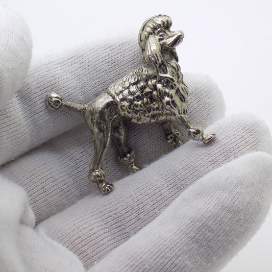 Vintage Italian Handmade Genuine Silver .800 RARE Poodle Dog Heavy Figurine