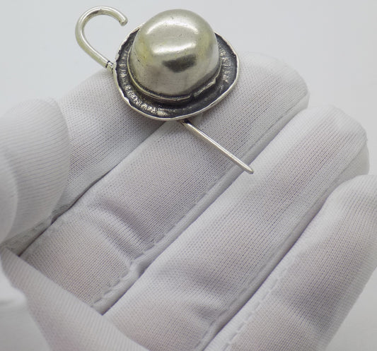 Vintage Italian 800 Silver Bowler Hat Stick Dollhouse Miniature Figurine Novara