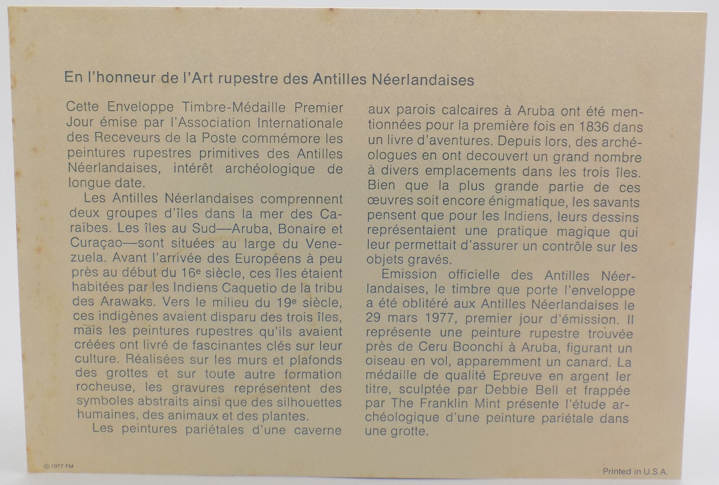 1977 Int'l Society of Postmasters Primitive Painting in Netherlands Silver Medal