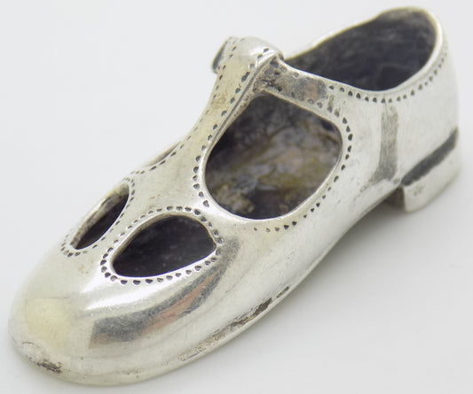 Vintage Italian Sterling Silver Old Times Child Shoe Miniature Handmade 925 Gift