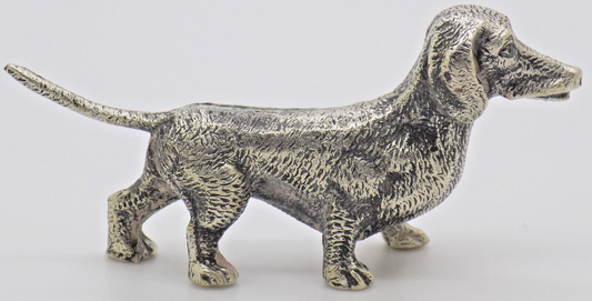 Vintage Italian Handmade Genuine Silver Dachshund Sausage Dog RARE Figurine