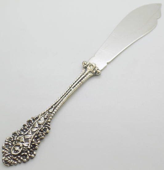 Vintage Italian Handmade Genuine Silver .800 Daisy Flower Design Butter Knife