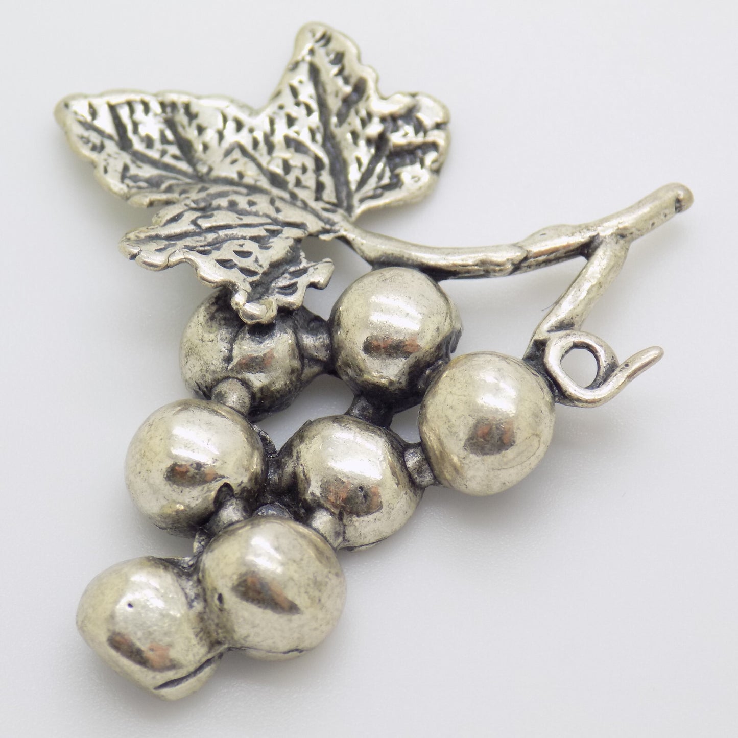 Vintage Italian Handmade Genuine Silver Grapes Flat Miniature Figurine
