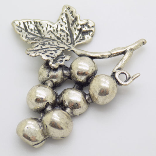 Vintage Italian Handmade Genuine Silver Grapes Flat Miniature Figurine