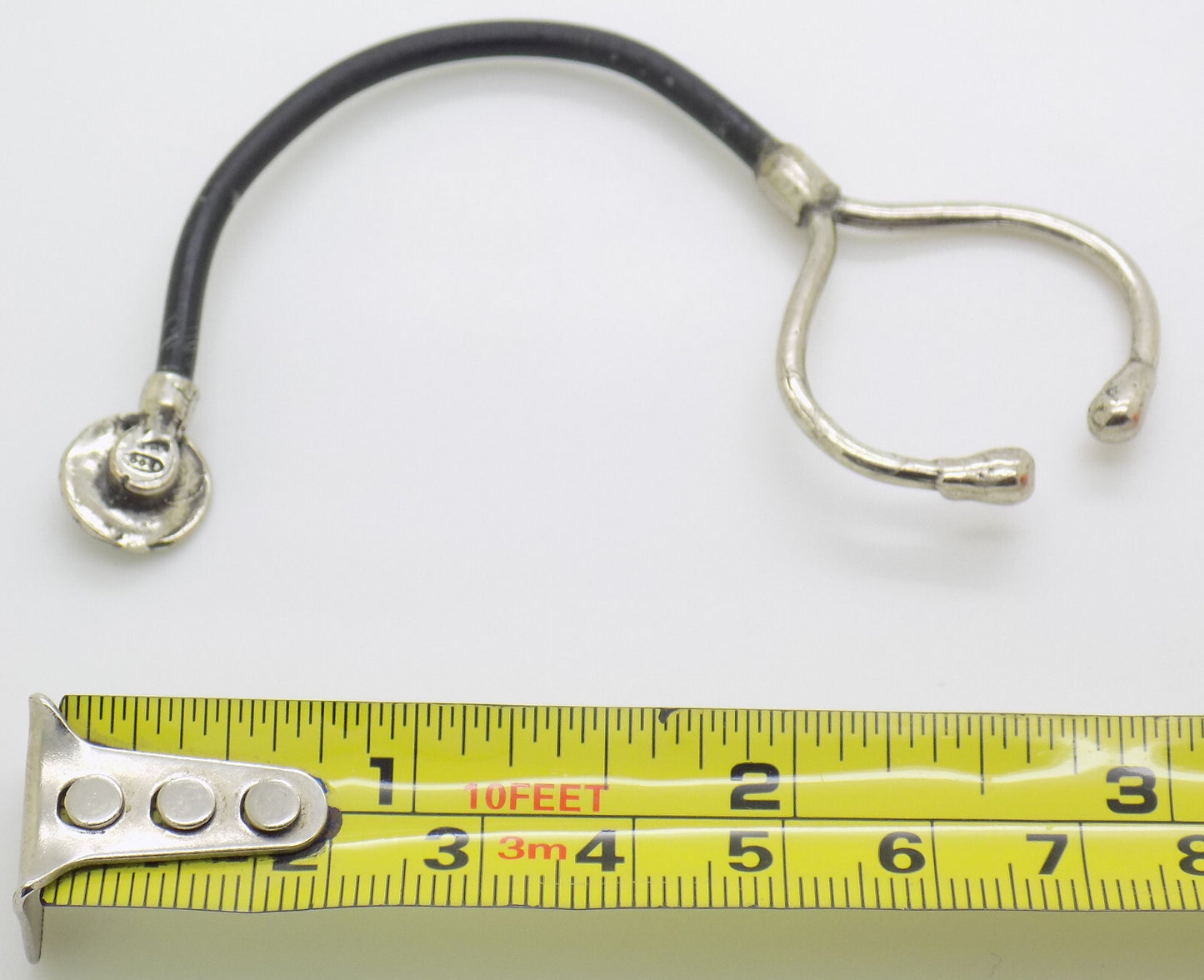 Vintage Italian Handmade Genuine Silver .800 Stethoscope Dollhouse Miniature