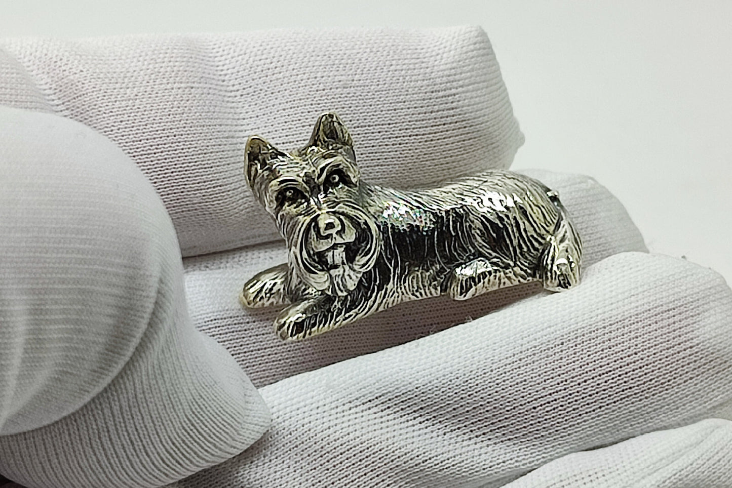 Sterling Silver 925 Victoria Era Style Scottish Terrier Dog Figurine w/t Box