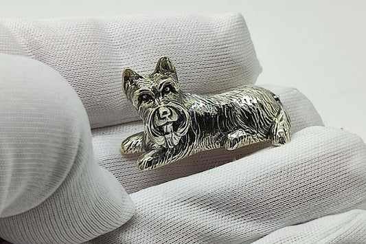 Sterling Silver 925 Victoria Era Style Scottish Terrier Dog Figurine w/t Box