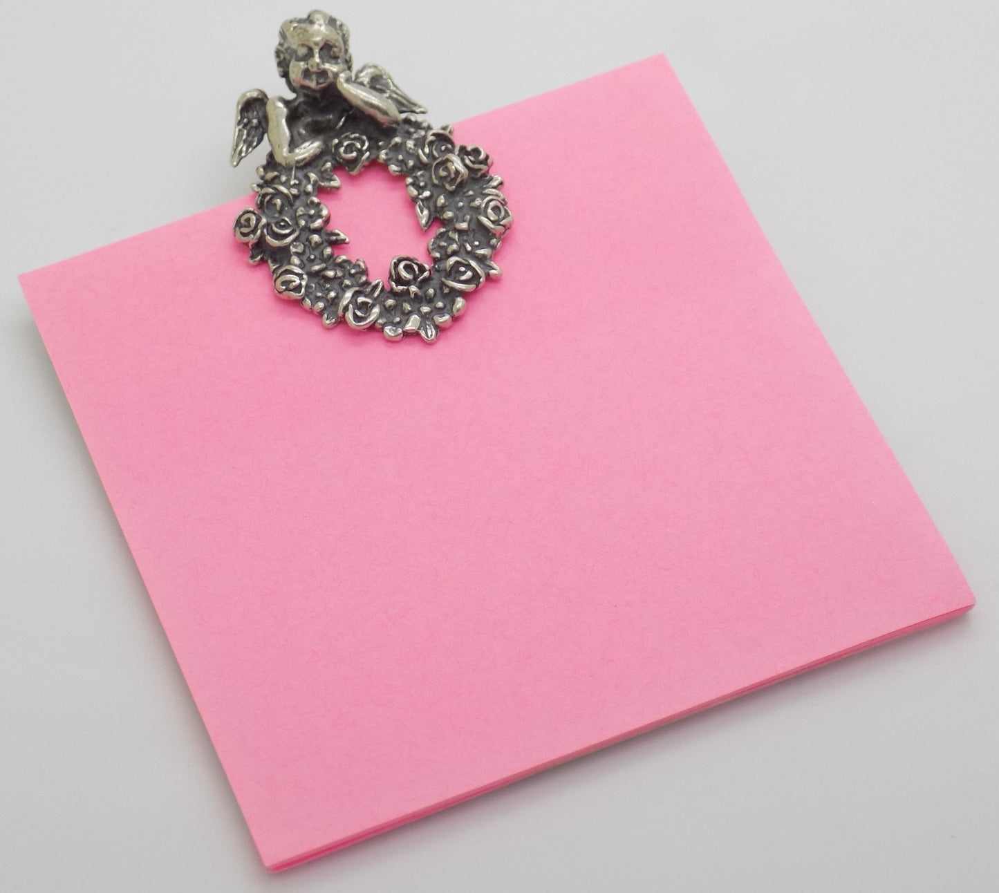 Vintage Italian Handmade Genuine Silver 800 Angel Note Clip Arezzo Tuscany