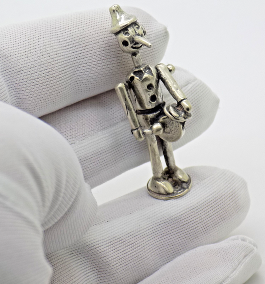 Vintage Handmade Italian Genuine Silver 800 Pinocchio Figurine Miniature