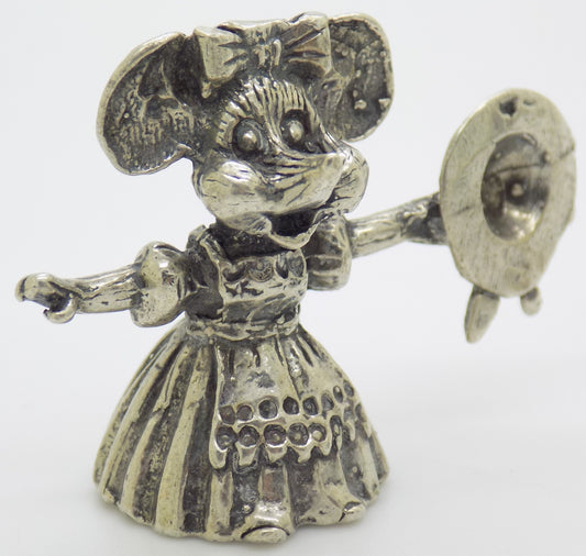 Vintage Italian Handmade Silver 800 RARE Country Cartoon Mouse Figurine Miniatur