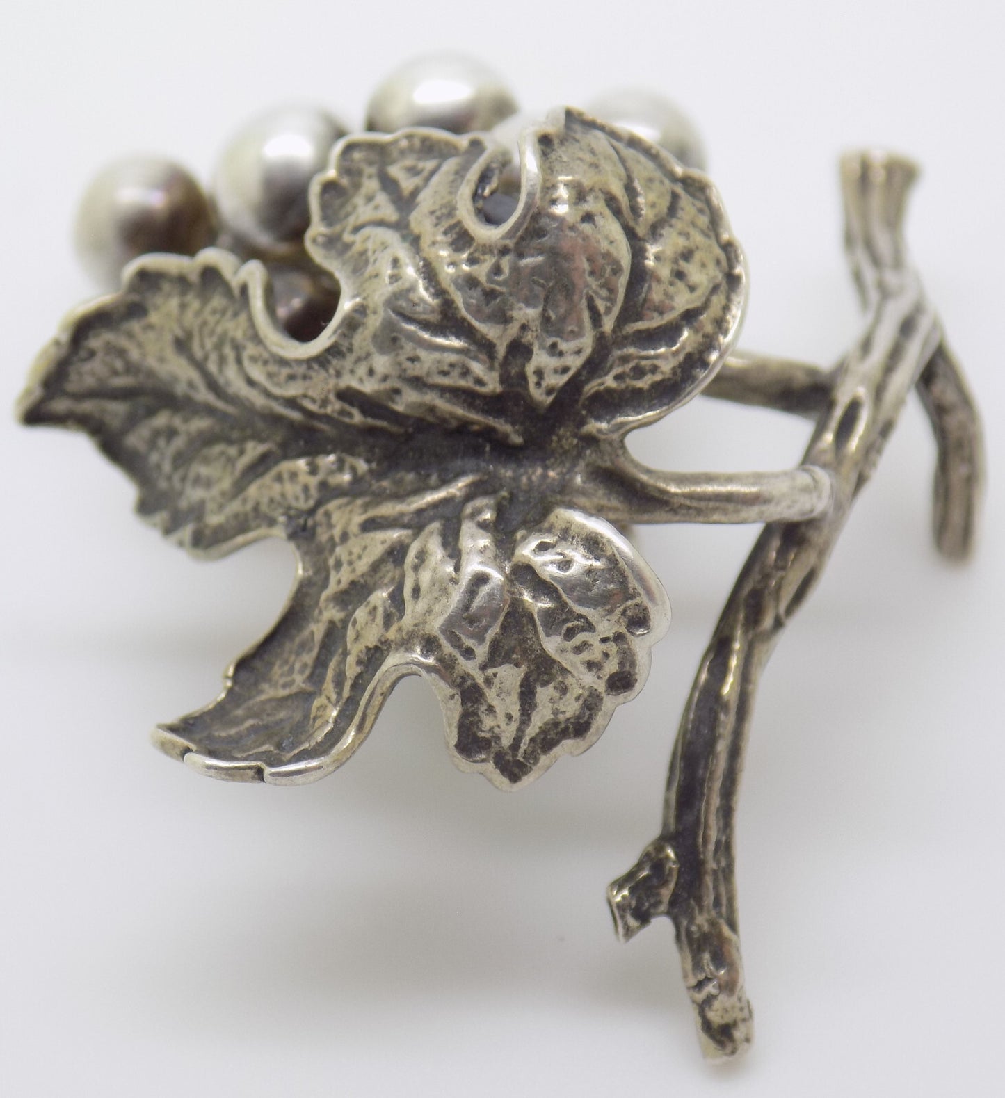 Vintage Italian Handmade Genuine Silver Bunch of Grapes Detailed Figurine