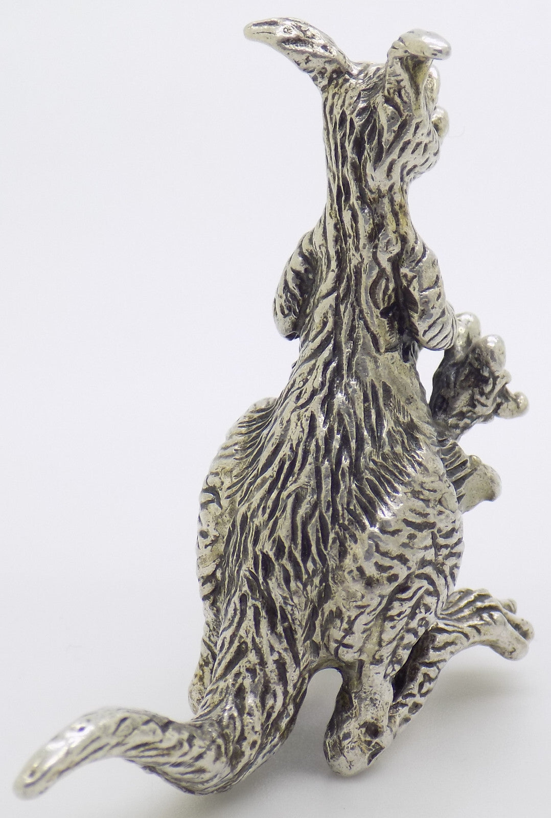 Vintage Italian Handmade Genuine Silver RARE Kangaroo with Two Joeys Figurine