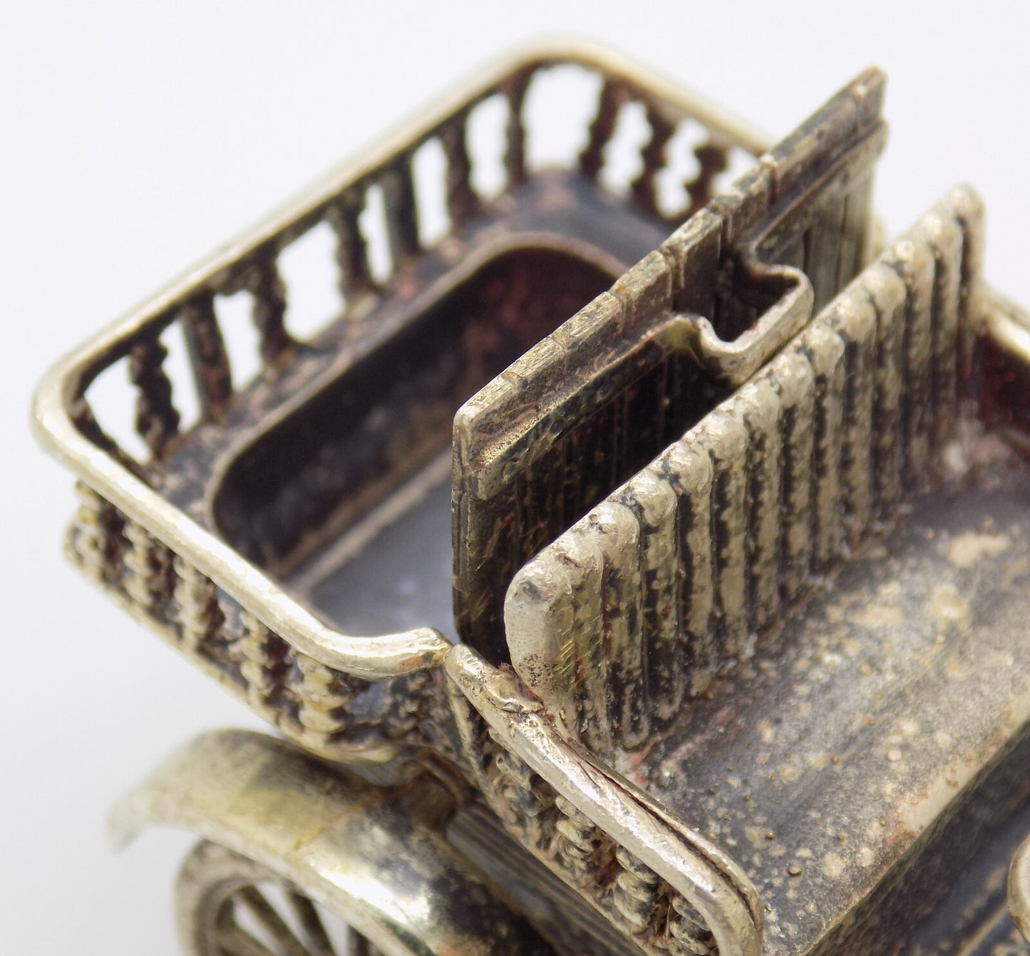 Vintage Italian Handmade Genuine Silver Tonneau Renault 1900 Car RARE Figurine