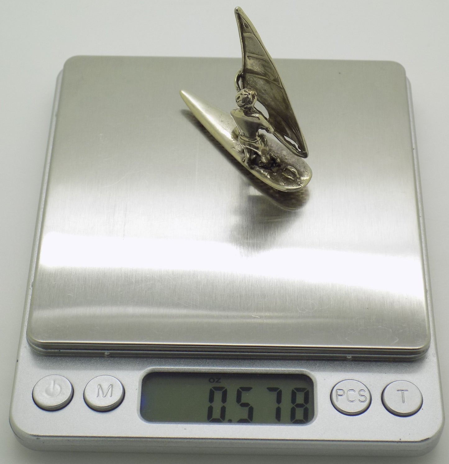 Vintage Italian Genuine Silver 800 Windsurf Large Miniature Figurine