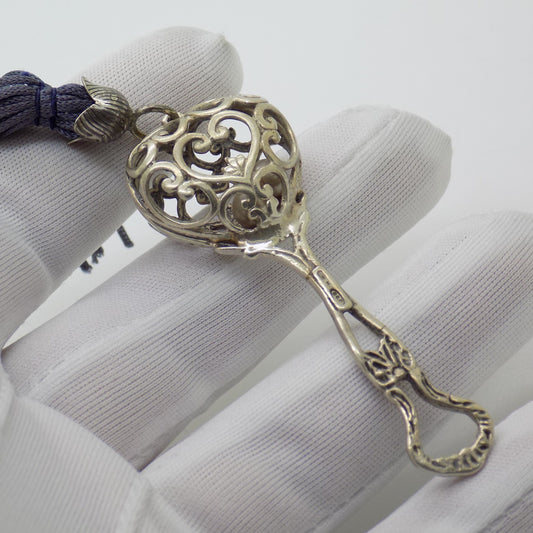 Vintage Italian Genuine Silver 800 Heart Shaped Baby Rattle Miniature Decorative