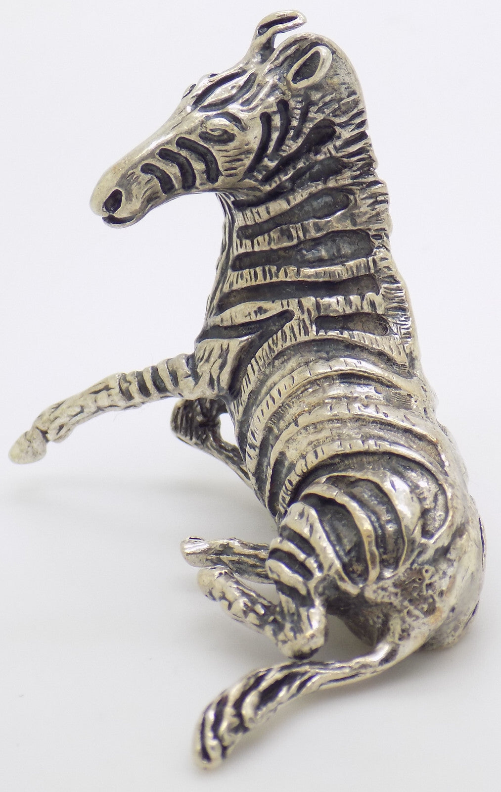 Vintage Italian Handmade Genuine Silver .800 Sitting Zebra Detailed Figurine