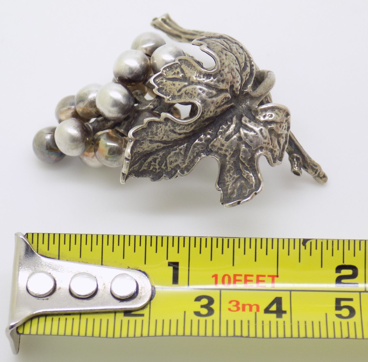 Vintage Italian Handmade Genuine Silver Bunch of Grapes Detailed Figurine