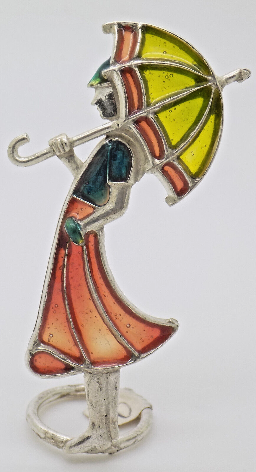 Vintage Italian Handmade Genuine Silver Girl & Luggage Shaped Pill Box Figurines