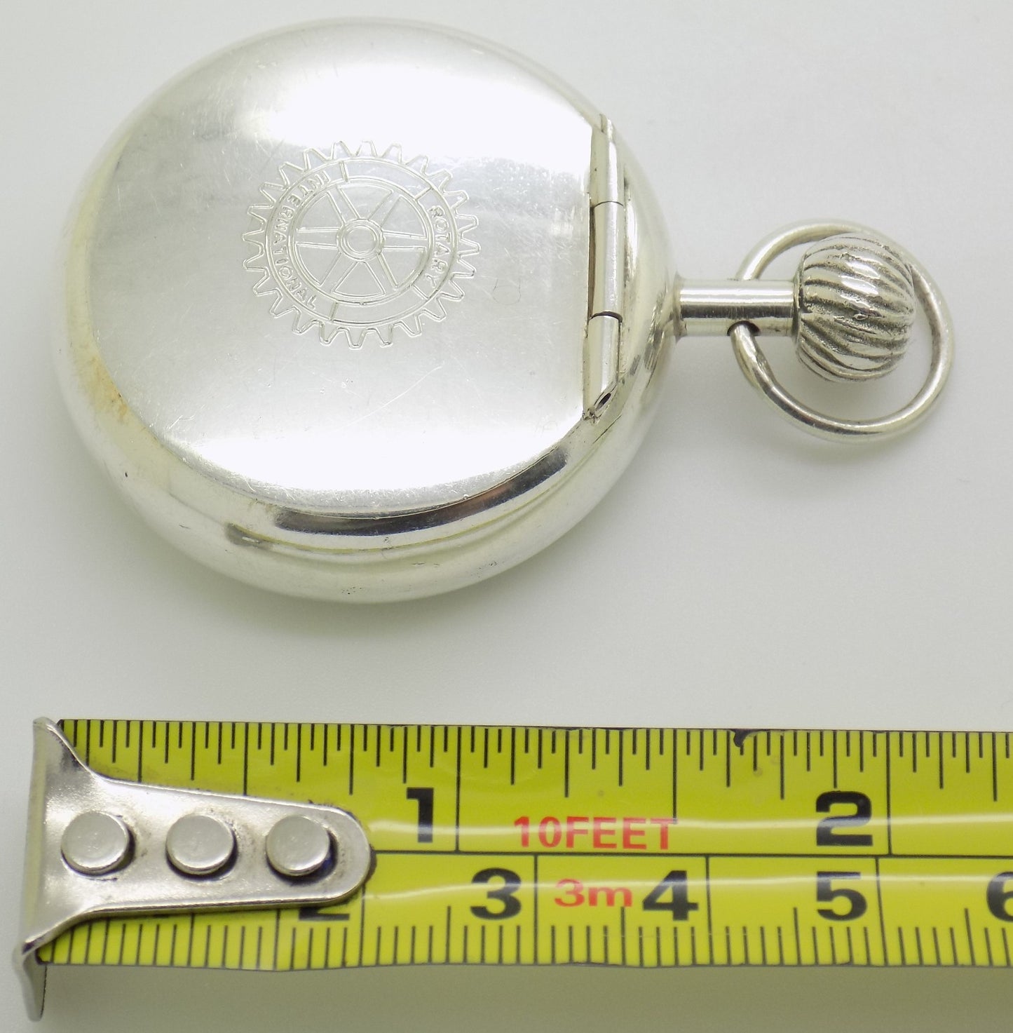 Vintage Handmade Italian 800 Silver Rotary International Club Pill Snuff Box